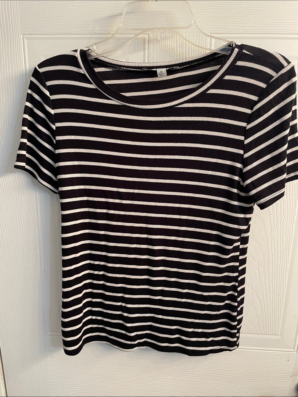 Green Envelope Black & White Striped Short Sleeve Tee